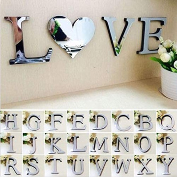 26 Lettres argenté effet miroir