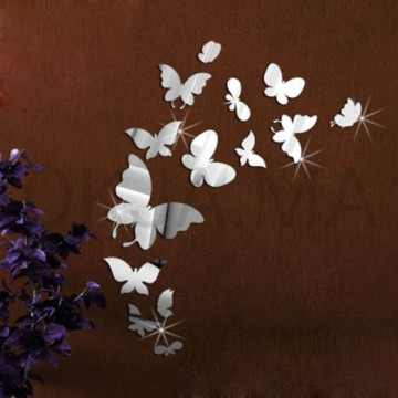 Miroir 14 papillon argenté