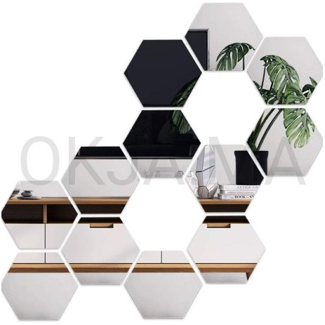 10 pcs miroir hexagonal de décoration mural
