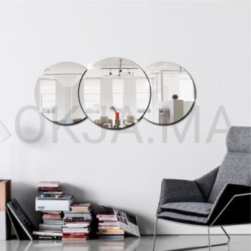 Miroir 3 cercle argenté du grand modèle