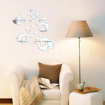 Miroirs stickers muraux poissons décoratifs