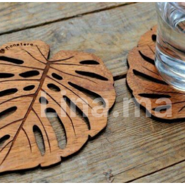 3 pièces Sous Tasses Feuilles Monstera