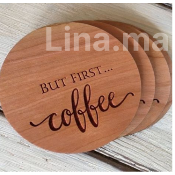 3pcs Sous tasse en bois